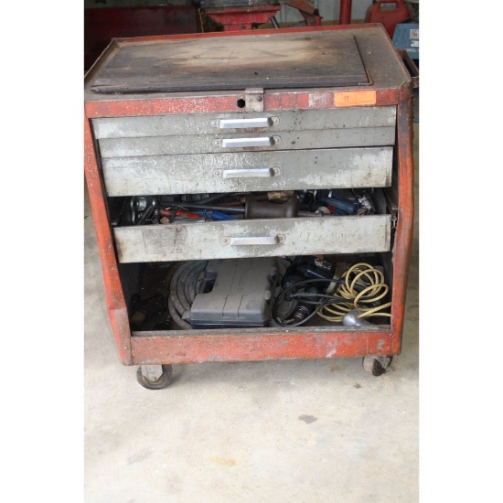 Rolling tool box with contents