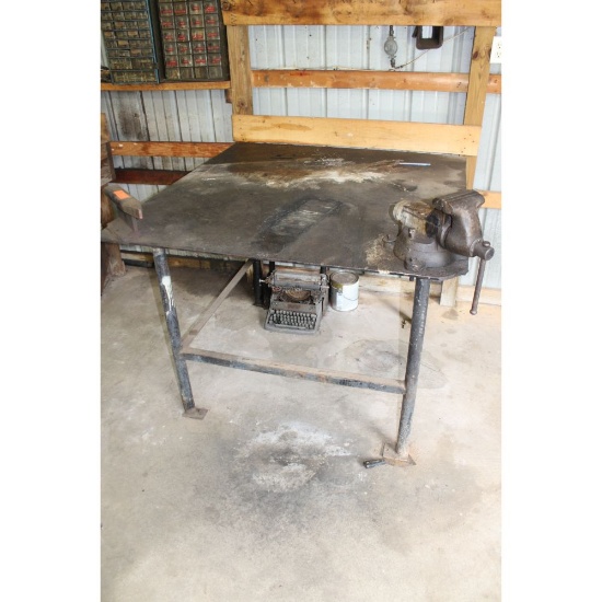 Shop table with vice and anvil