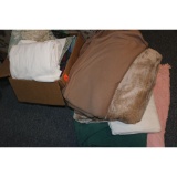 Box of linens and blankets