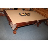 Brunswick Contender pool table with appropriate supplies, overhead light included