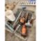 Metal Saw, Hedge Trimmer, Post Driver, and Shop Tools
