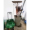 Rolling Trash Can with Yard Tools and Two Seeders