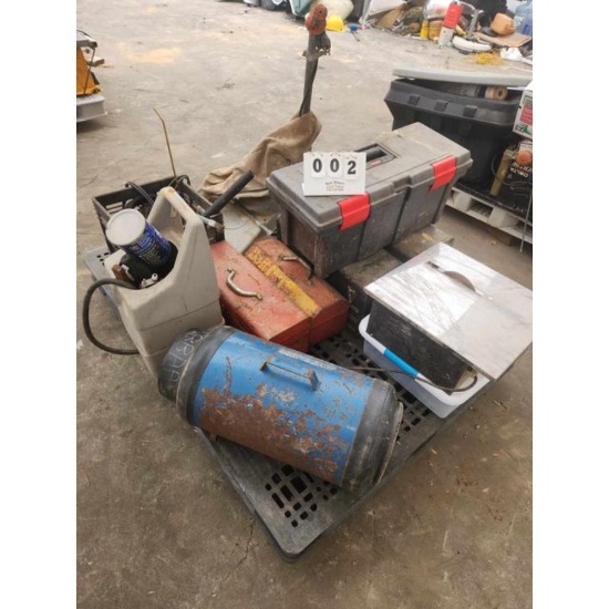 Pallet of  Tool Boxes and Other Shop Tools