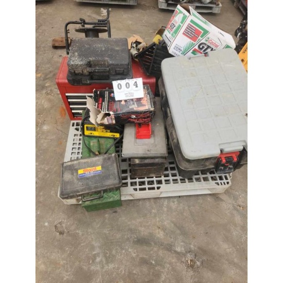Pallet of Shop Tools and Tool Boxes