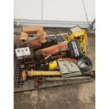 Pallet with Metal Lathe, PTO Driveshafts, and Misc. Shop Items