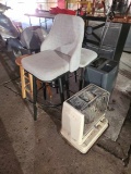 Three Stools, Heater, Trash Cans, and Room Dehumidifer
