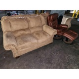 Sofa, Love Seat, and Leather Chair and Ottoman
