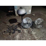 Grill, Fans, and Cast Iron Park Bench Ends