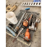 Metal Saw, Hedge Trimmer, Post Driver, and Shop Tools