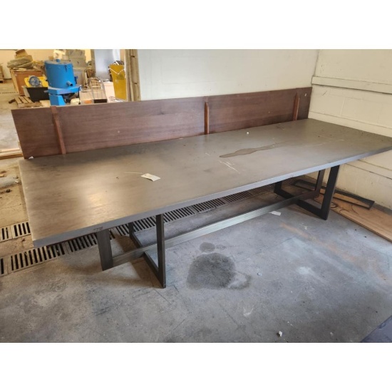 Two Metal Bases with Heavy Wood Tops Conference Styl e Tables
