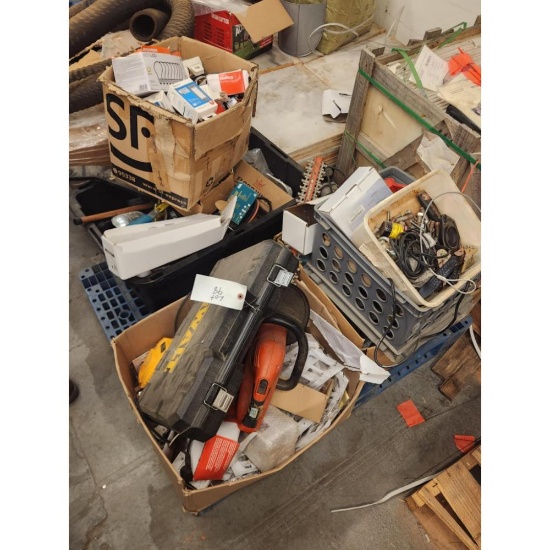 Pallet of Winch, Misc. Tools, and Misc. Electrical Components