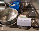 MISC KITCHEN WARES- STRAINERS, SCALE, BOWLS, INSERTS, ETC