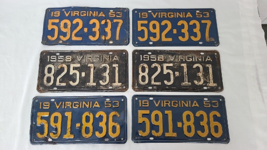 Set Of 6 1958 & 1953 License Plates