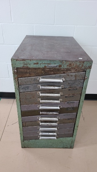 Hamilton 11 Drawer Metal Slant File Cabinet 33"