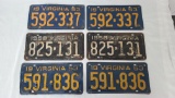 Set Of 6 1958 & 1953 License Plates