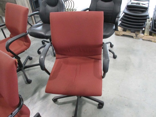 7 - Rolling Desk Chairs - Burgandy Cloth