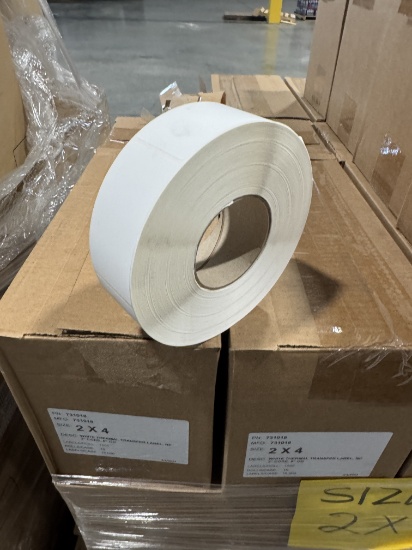 2" x 4" White Thermal Transfer Labels, 3" Core , 8"OD, A Pallet Of 33 Cases