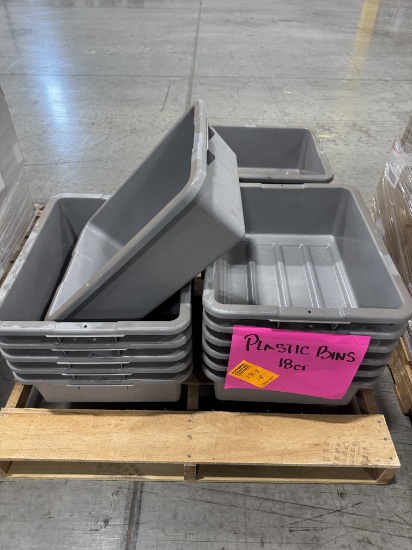 Lot of 18 Uline Utility Totes - 22 x 17 x 7", Gray
