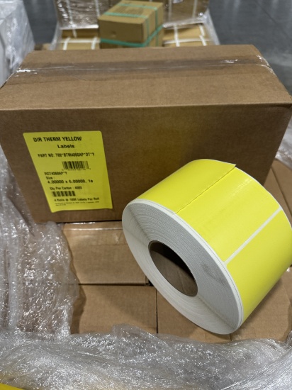 4" x 6" Yellow, Direct Thermal Labels, 3" Core, A Pallet of 23 Cases