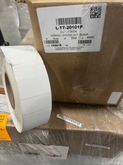 2 in W x 1 in L Paper TT Labels, 8 in OD, 3 in Core, A Pallet of 24 Cases