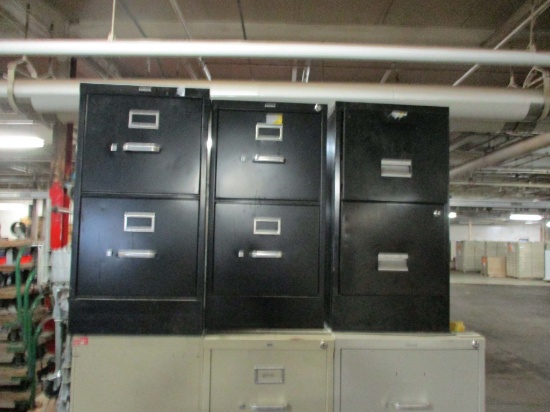 A Lot Of 3 - 2 Drawer File Cabinets - Black