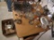 Metal serving dishes: candle stick holders, pitchers, serving trays. votive holder plates