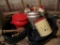 Enamel roasters, fondue pot, jam strainer, meat grinder, tin canister
