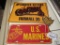 McCormick-Deering Farmall 30 metal sign, (2) military patches, U.S. Marines license plate