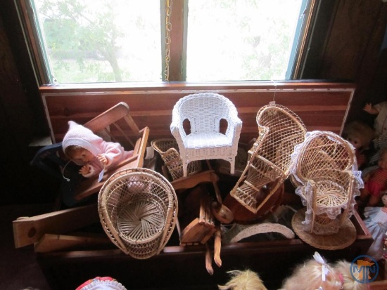 Wicker doll furniture, wood doll furniture