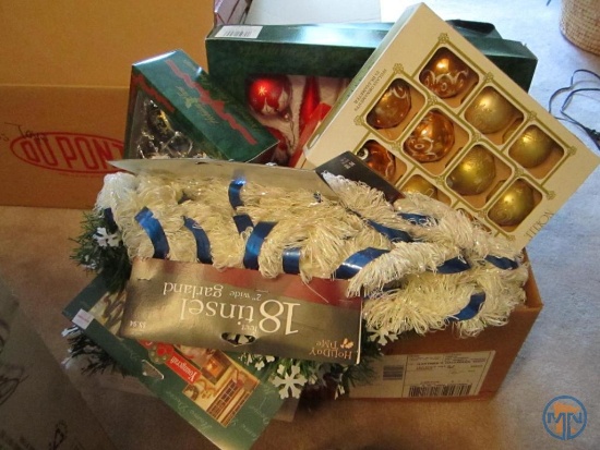 Christmas decorations: ornaments and tinsel