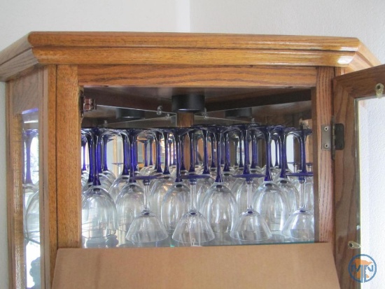 Blue and clear glass stemware