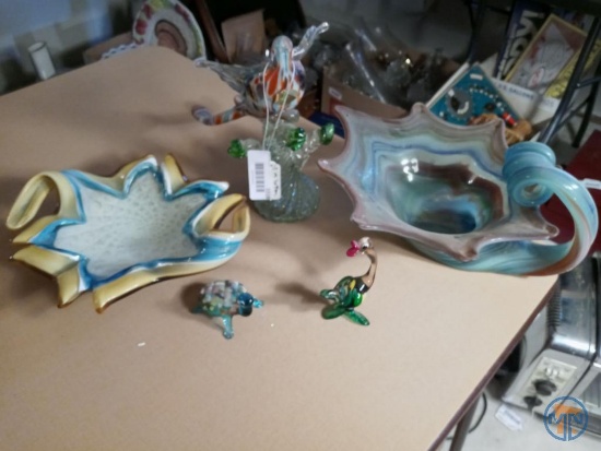 Blown glass dishes and figurines