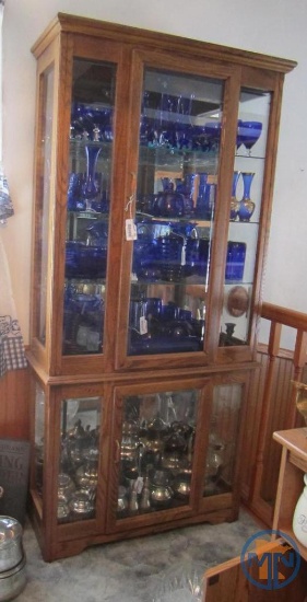 Lighted curio cabinet, 34"w x 14"d x 71"h