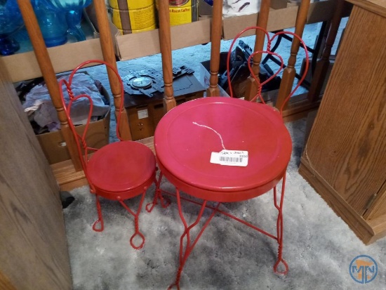 Child's metal table and chairs