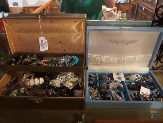 (2) Trinket boxes and costume jewelry