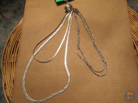 Sterling silver necklaces and unmarked metal ring