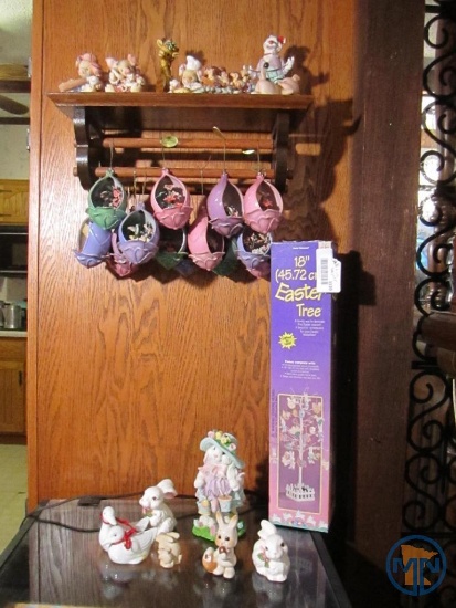 18" Easter tree, Heirloom Porcelain Easter ornaments, figurines