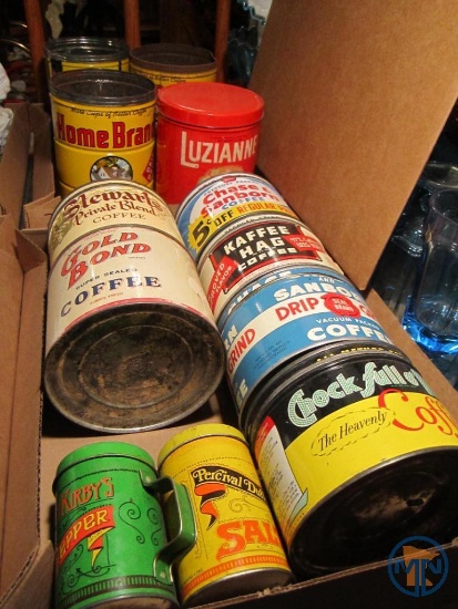Collector coffee tins and salt & pepper shakers
