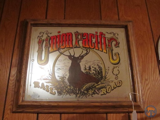 Union Pacific Railroad framed mirror, 23.5" x 19.5"