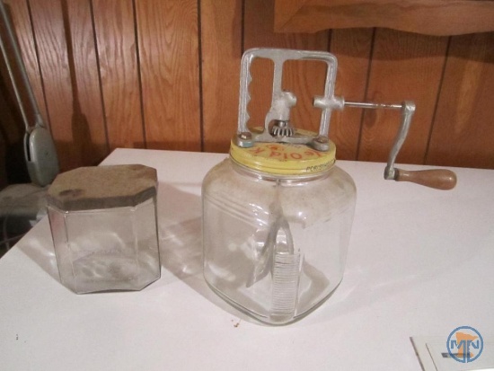 Butter churn and glass canister