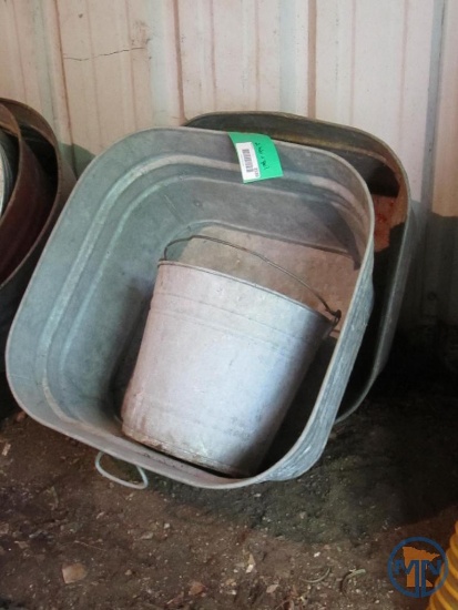(2) Galvanized wash basins and pail