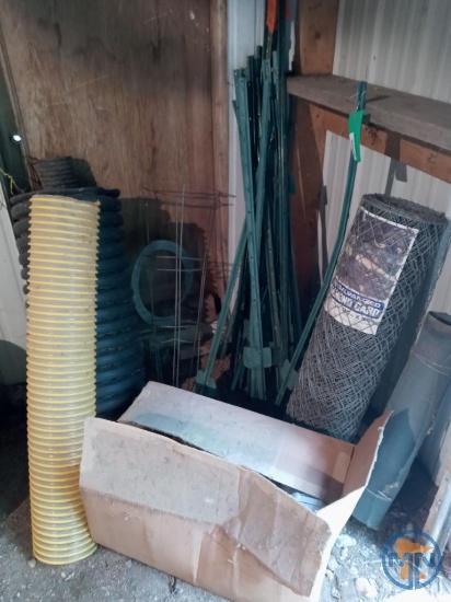 Light-duty 48" fence posts, gutter corners, 36" x 50' galvanized fencing