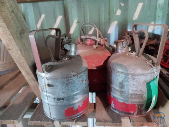 (2) 1-gallon safety cans and 2.5 gallon gas can