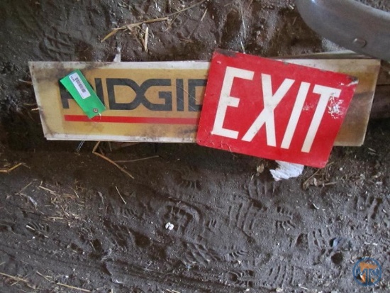 Ridgid Tools plastic signs and Exit sign