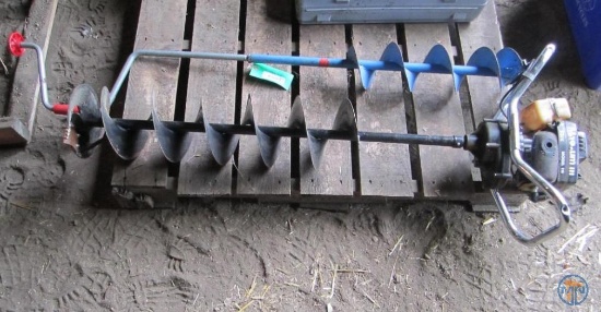 8" Magnum III 33cc gas ice auger and 6" manual ice auger