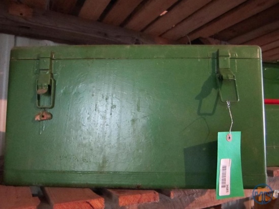 Metal toolbox painted green