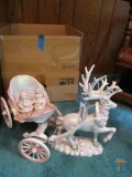 Christmas decorations: glitter reindeer with sleigh and snowman, includes ornaments