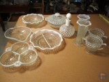 Hobnail moonstone dishes