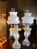 (2) Matching glass lamps and (2) other electric lamps