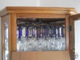 Blue and clear glass stemware